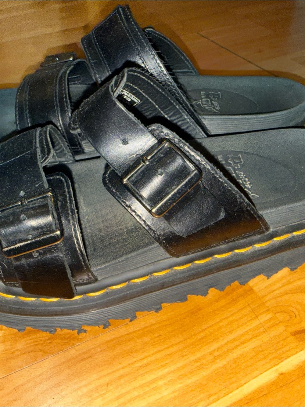 Dr. Martens Black Leather Slide Sandals - Picture 2 of 4